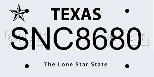SNC8680 Texas License Plate