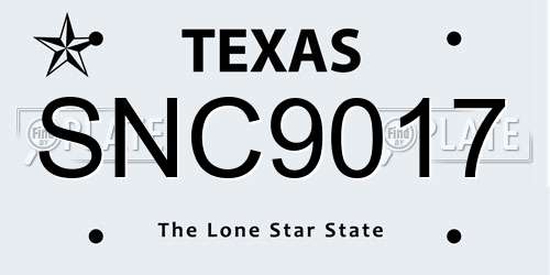 SNC9017 Texas License Plate