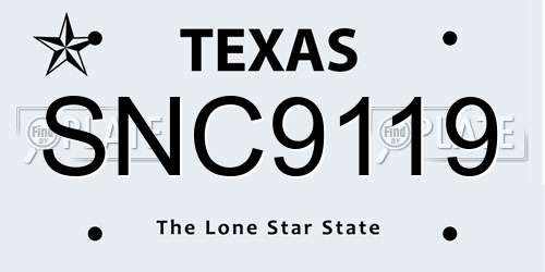 SNC9119 Texas License Plate