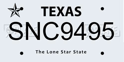SNC9495 Texas License Plate