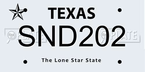 SND202 Texas License Plate