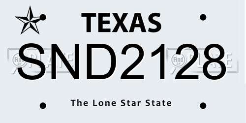 SND2128 Texas License Plate