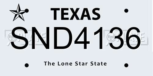 SND4136 Texas License Plate