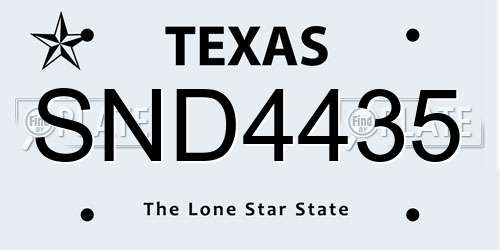 SND4435 Texas License Plate