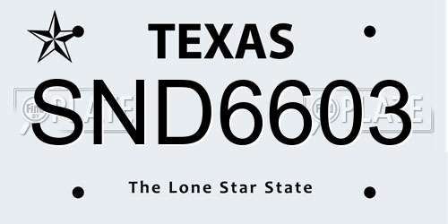 SND6603 Texas License Plate