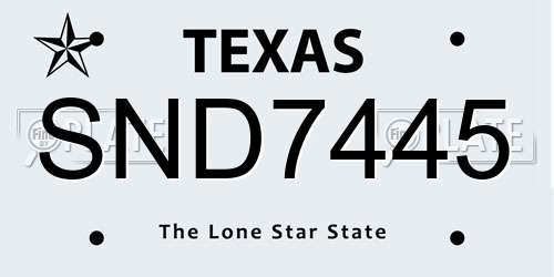 SND7445 Texas License Plate