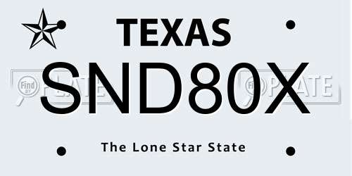 SND80X Texas License Plate