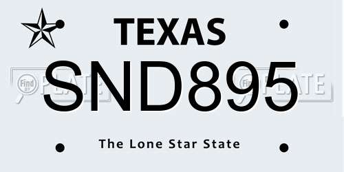 SND895 Texas License Plate