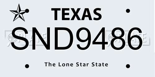 SND9486 Texas License Plate