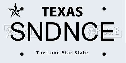 SNDNCE Texas License Plate