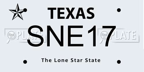SNE17 Texas License Plate