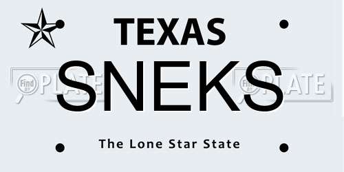 SNEKS Texas License Plate