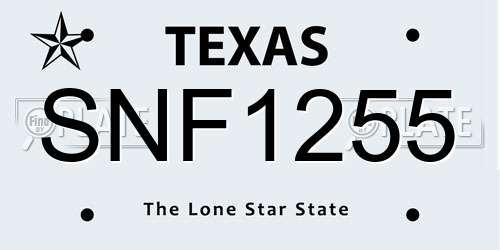 SNF1255 Texas License Plate