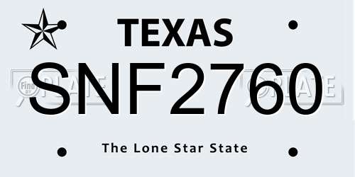 SNF2760 Texas License Plate