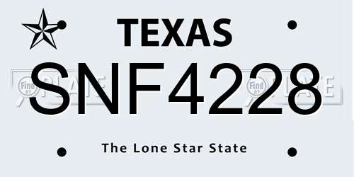 SNF4228 Texas License Plate