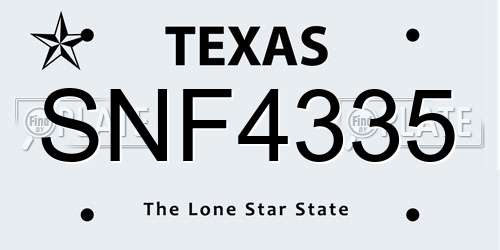 SNF4335 Texas License Plate