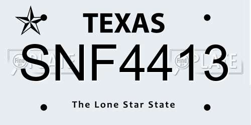 SNF4413 Texas License Plate