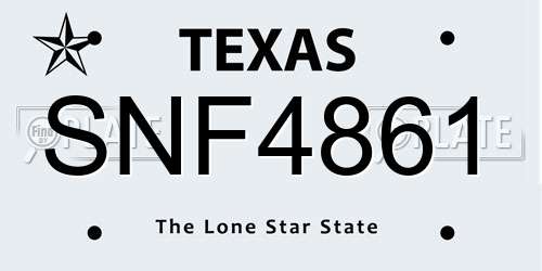 SNF4861 Texas License Plate