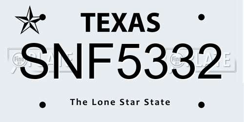 SNF5332 Texas License Plate