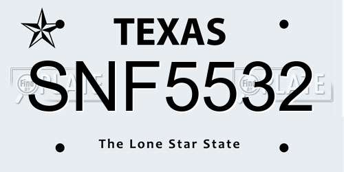 SNF5532 Texas License Plate