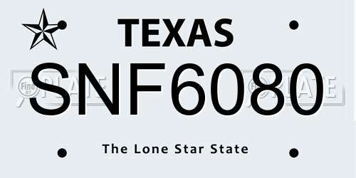 SNF6080 Texas License Plate