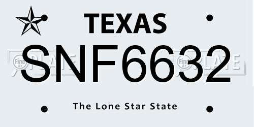 SNF6632 Texas License Plate