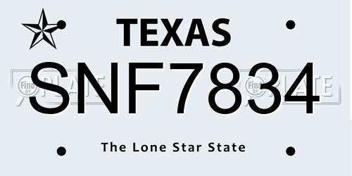 SNF7834 Texas License Plate
