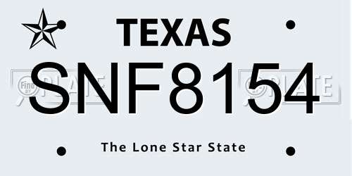 SNF8154 Texas License Plate