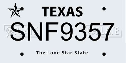 SNF9357 Texas License Plate