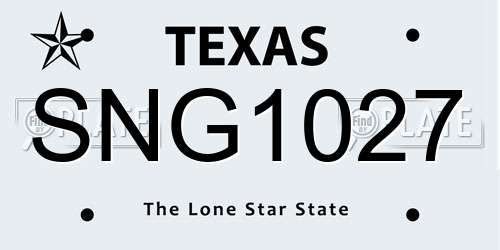 SNG1027 Texas License Plate
