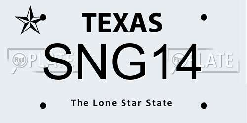 SNG14 Texas License Plate