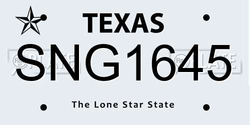 SNG1645 Texas License Plate
