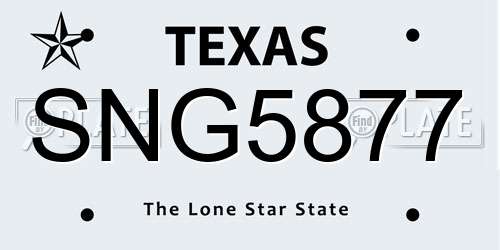 SNG5877 Texas License Plate