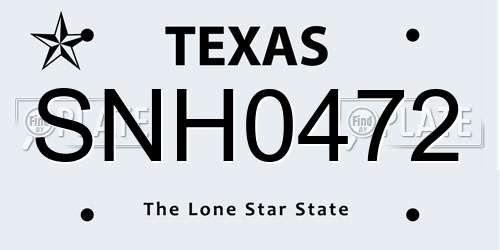 SNH0472 Texas License Plate