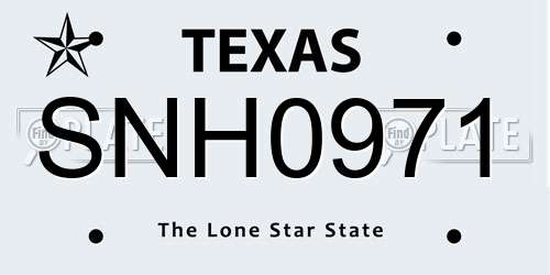 SNH0971 Texas License Plate
