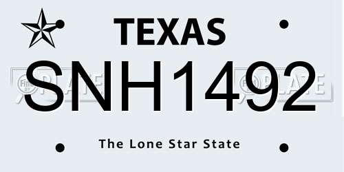 SNH1492 Texas License Plate