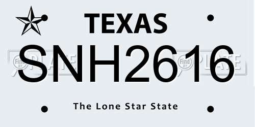 SNH2616 Texas License Plate