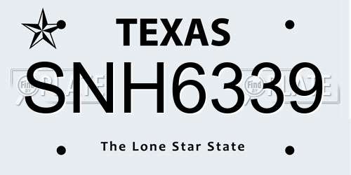 SNH6339 Texas License Plate