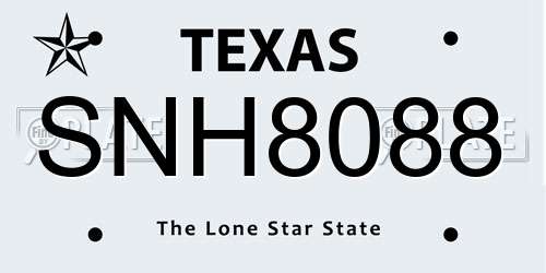 SNH8088 Texas License Plate