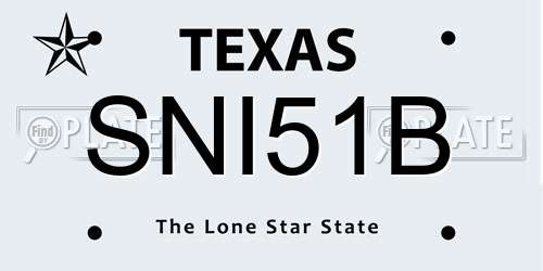 SNI51B Texas License Plate