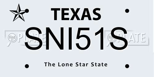 SNI51S Texas License Plate