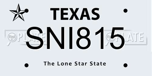 SNI815 Texas License Plate