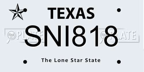 SNI818 Texas License Plate