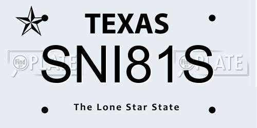 SNI81S Texas License Plate