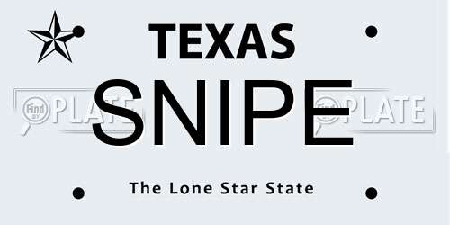 SNIPE Texas License Plate