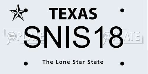 SNIS18 Texas License Plate