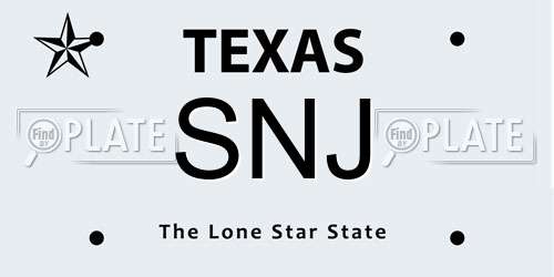 SNJ Texas License Plate