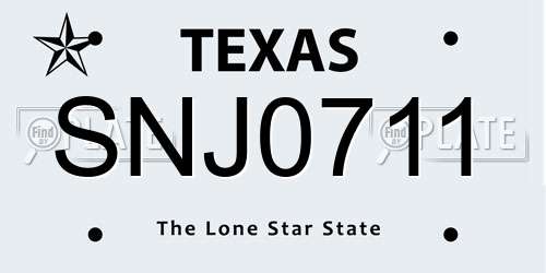 SNJ0711 Texas License Plate
