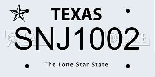SNJ1002 Texas License Plate