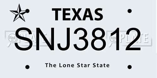SNJ3812 Texas License Plate